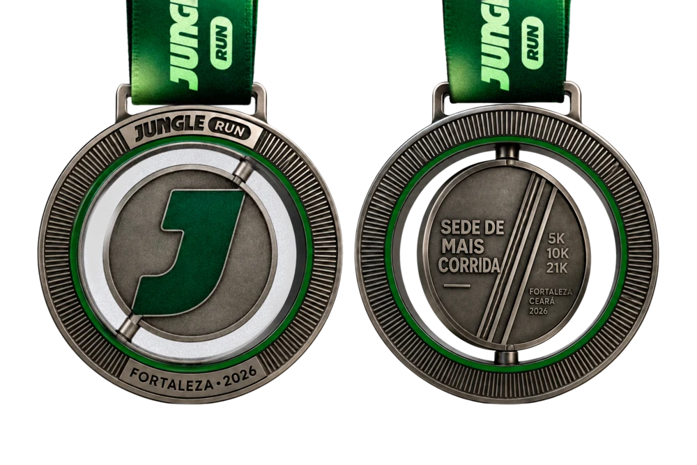 Frente e verso da medalha da Jungle Run